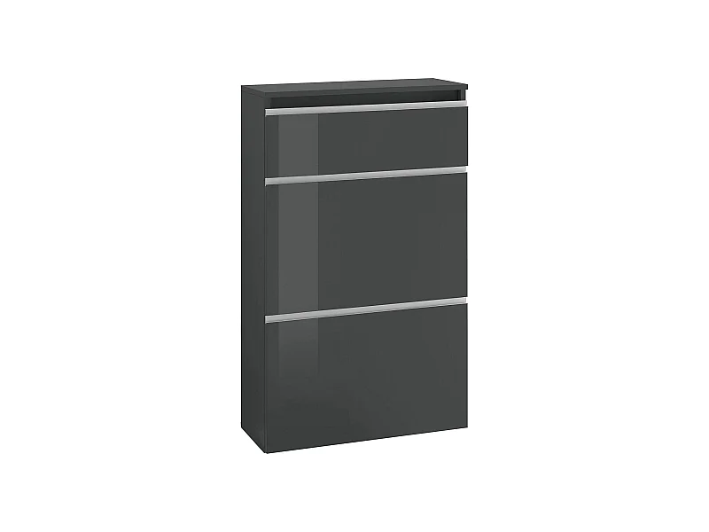Meuble à chaussures Paco, Armoire polyvalente avec 2 portes et 1 porte abattante, Porte-chaussures d'entrée, 100% Made in Italy, 60x27h108 cm, Anthracite Brillant