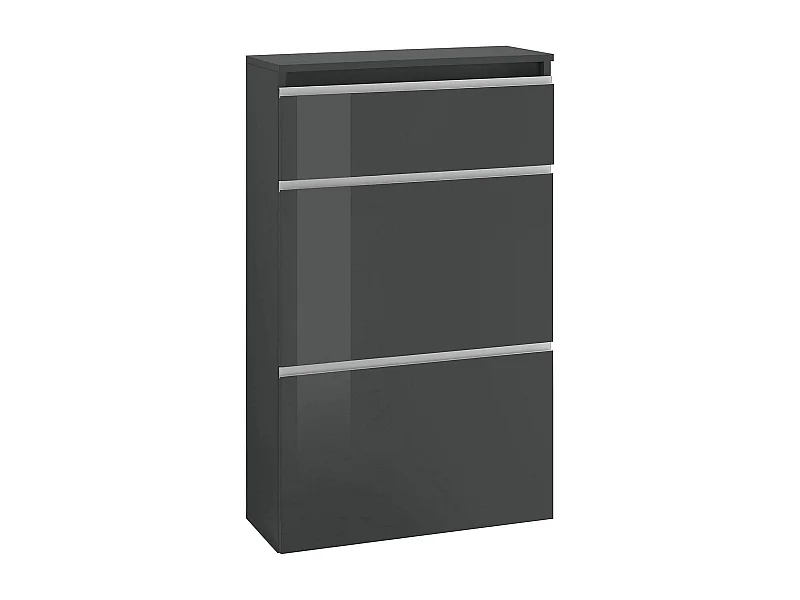 Schuhschrank Dlogarz, Mehrzweckschrank mit 2 Türen und 1 Klapptür, Eingangsschuhregal, 100 % Made in Italy, cm 60x27h108, Anthrazit glänzend