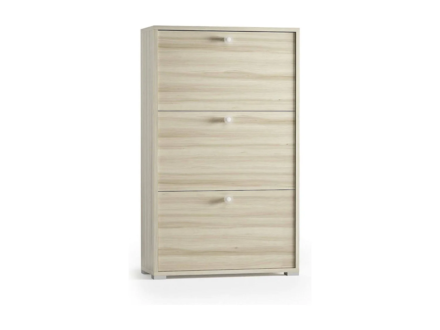 Sapateira Dlos, Móvel de entrada multiuso com 3 portas sanfonadas, Sapateira de dupla profundidade, 100% Fabricado na Itália, 67x28h112 cm, Olmo