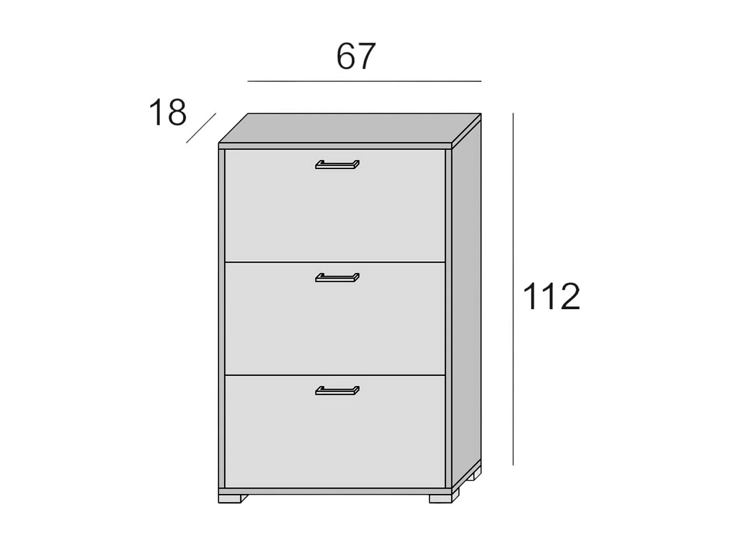 Schuhregal Dferrari, Mehrzweck - Eingangsmöbel mit 3 Klapptüren, Moderner Schuhschrank, 100% Made in Italy, 67x18h112 cm, WeiÃŸ und Beton