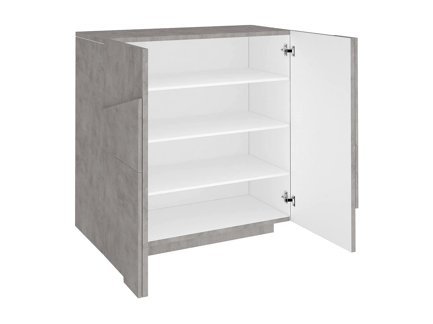 Étagère à chaussures Dfogl, Armoire polyvalente avec 2 portes, Étagère à chaussures d'entrée, 100% Made in Italy, 81x38h86 cm, Ciment avec détail