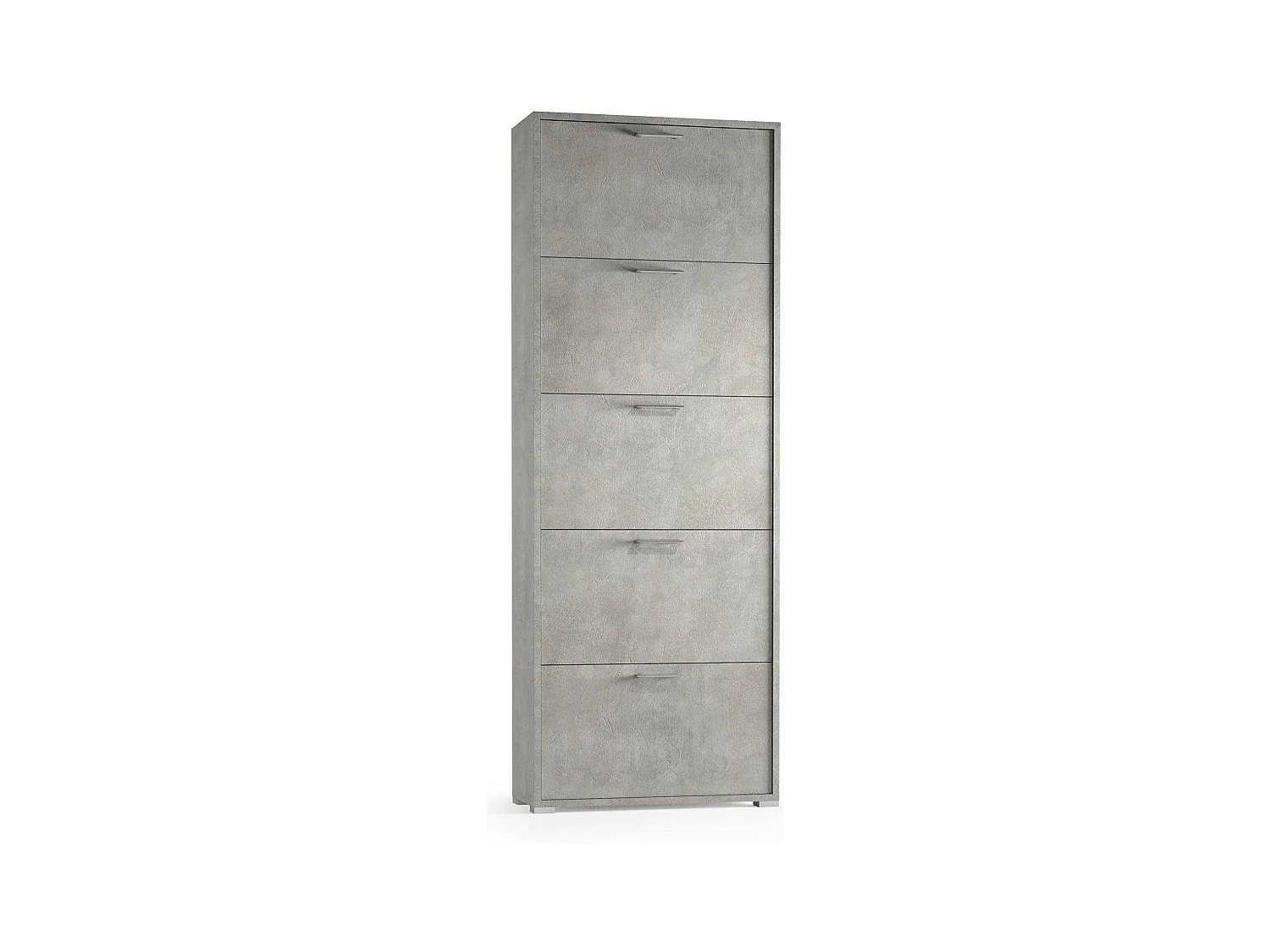 Étagère à chaussures Dmiano, Meuble d'entrée polyvalent avec 5 portes pliantes, Meuble à chaussures double profondeur, 100% Made in Italy, 67x28h183 cm, Ciment