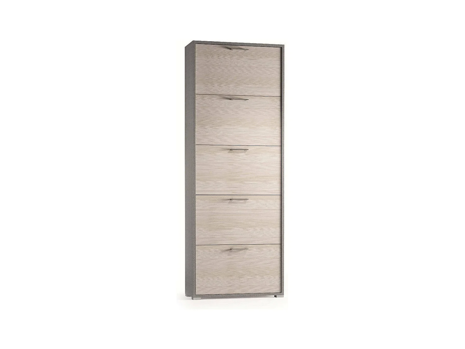 Étagère à chaussures Dmiano, Meuble d'entrée polyvalent avec 5 portes pliantes, Meuble à chaussures double profondeur, 100% Made in Italy, 67x28h183 cm, Mélèze