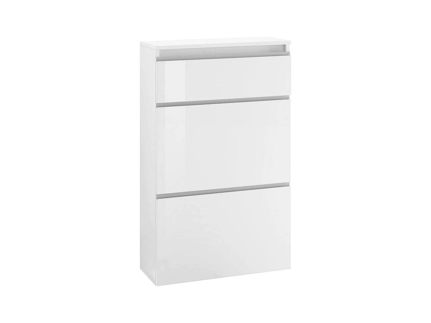 Étagère à chaussures Dlogarz, Armoire polyvalente avec 2 portes et 1 porte pliante, Étagère à chaussures d'entrée, 100% Made in Italy, 60x27h108 cm, Blanc brillant