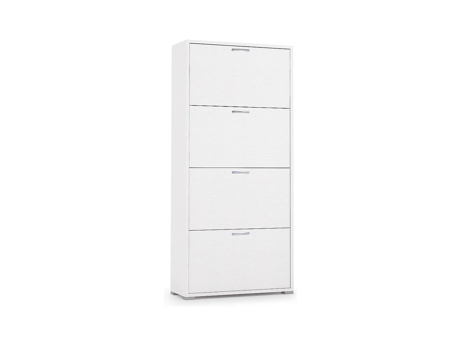 Étagère à chaussures Rose, Meuble d'entrée polyvalent avec 4 portes pliantes, Meuble à chaussures double profondeur, 100% Made in Italy, 67x28h147 cm, Blanc