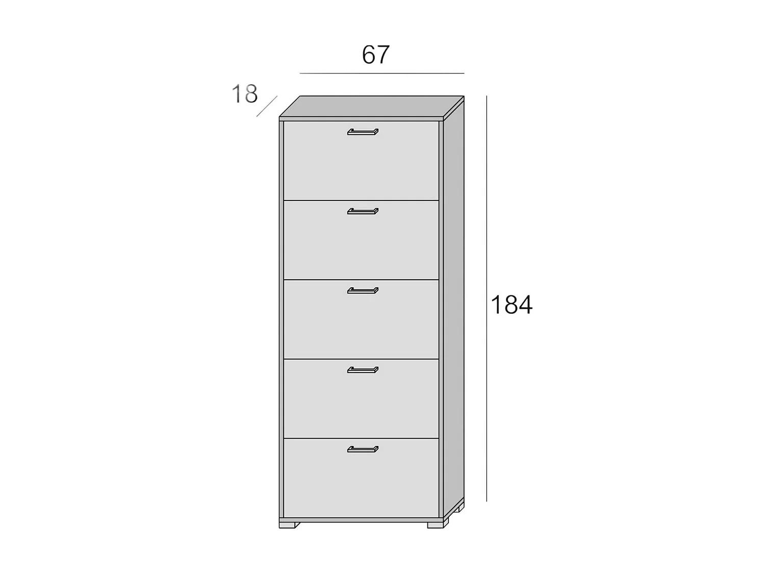 Scarpiera Amigo, 15 Paia Made in Italy, 18x67x184h cm Bianco Cemento, Mobile Portascarpe