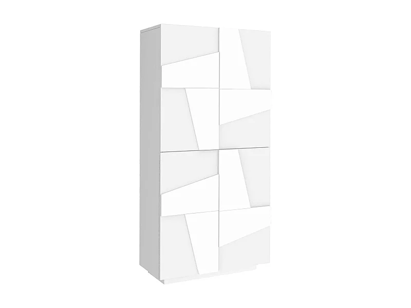 Sapateira Dlerd, Armário multiuso com 4 portas articuladas, Sapateira de entrada, 100% Fabricado na Itália, 81x38h167 cm, Branco brilhante