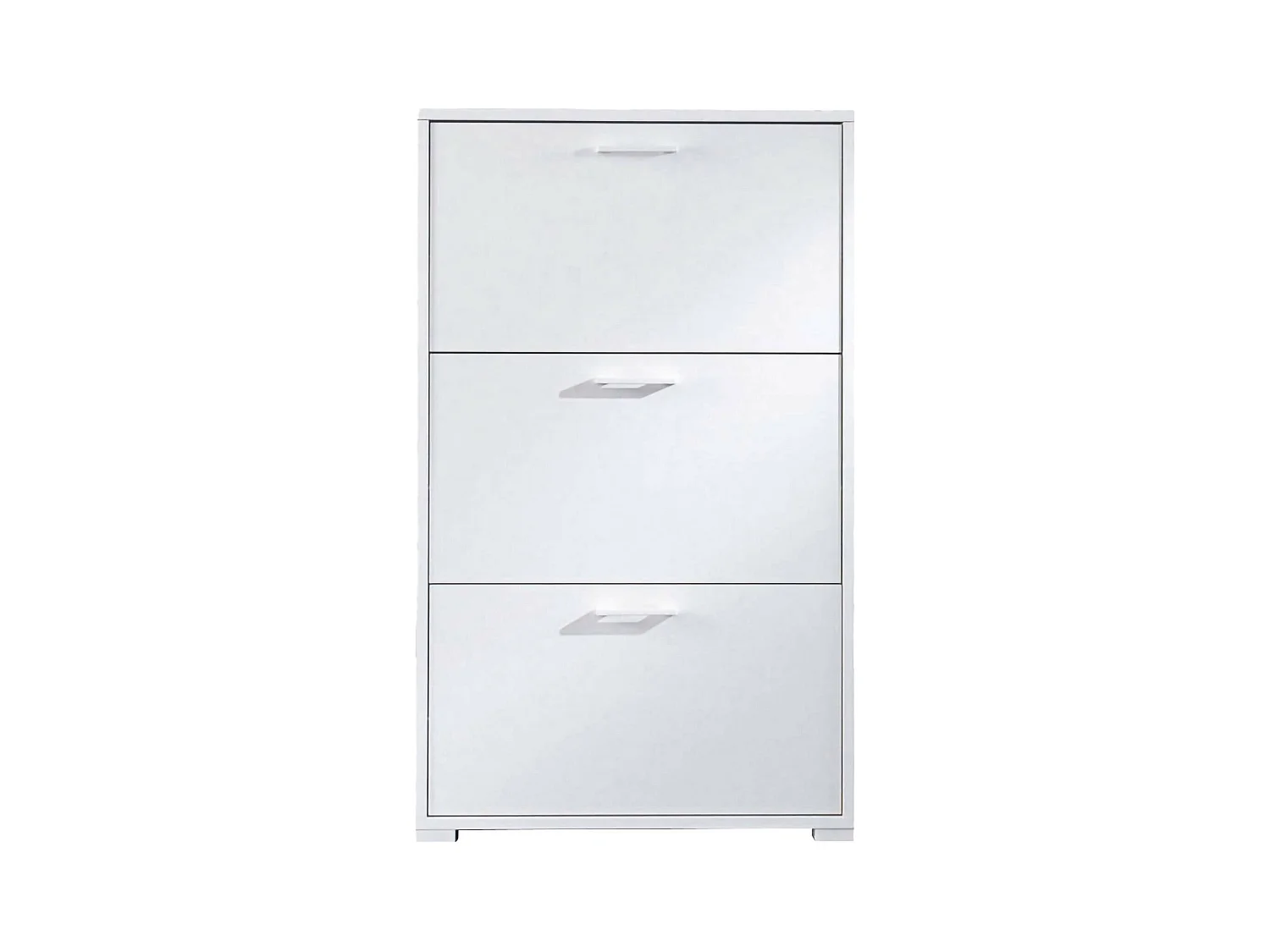 Étagère à chaussures Dlos, Meuble d'entrée polyvalent avec 3 portes pliantes, Meuble à chaussures double profondeur, 100% Made in Italy, 67x28h112 cm, Blanc