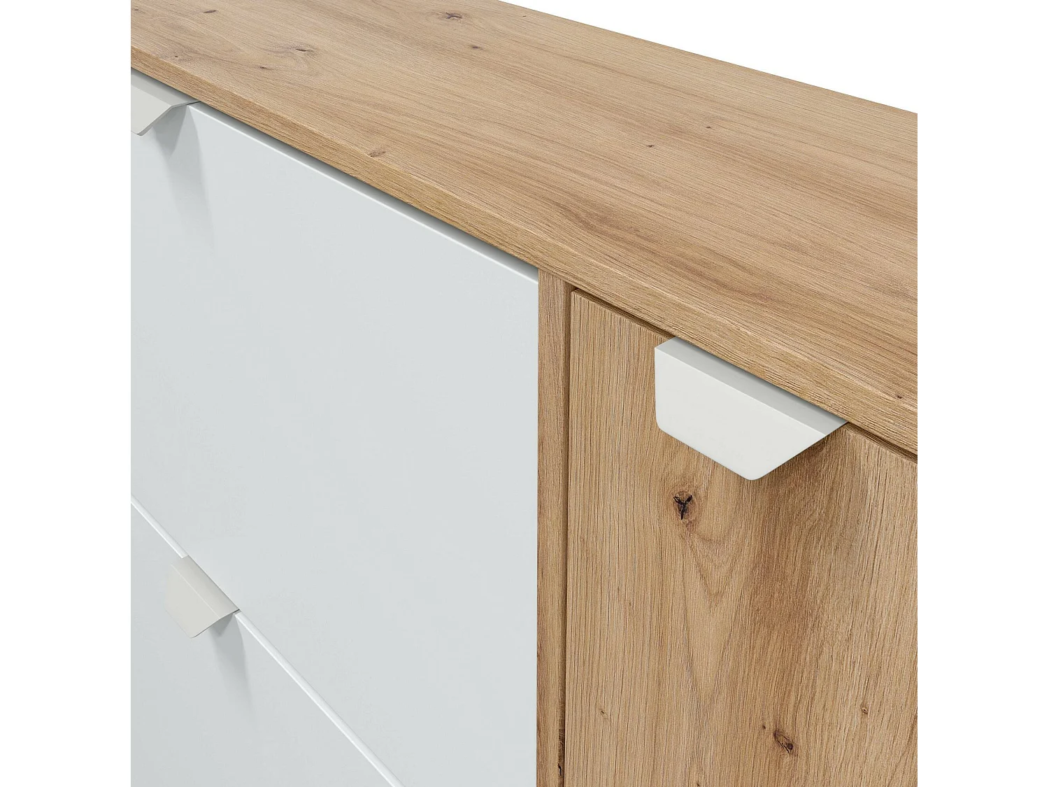 Étagère à chaussures Dmodic, étagère à chaussures d'entrée avec 4 portes, meuble à chaussures peu encombrant, 105x24h112 cm, Blanc et Chêne