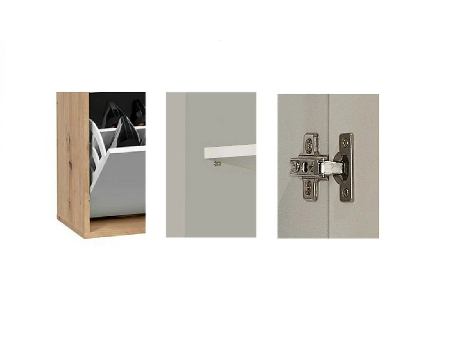 Étagère à chaussures Dmodic, étagère à chaussures d'entrée avec 4 portes, meuble à chaussures peu encombrant, 105x24h112 cm, Blanc et Chêne