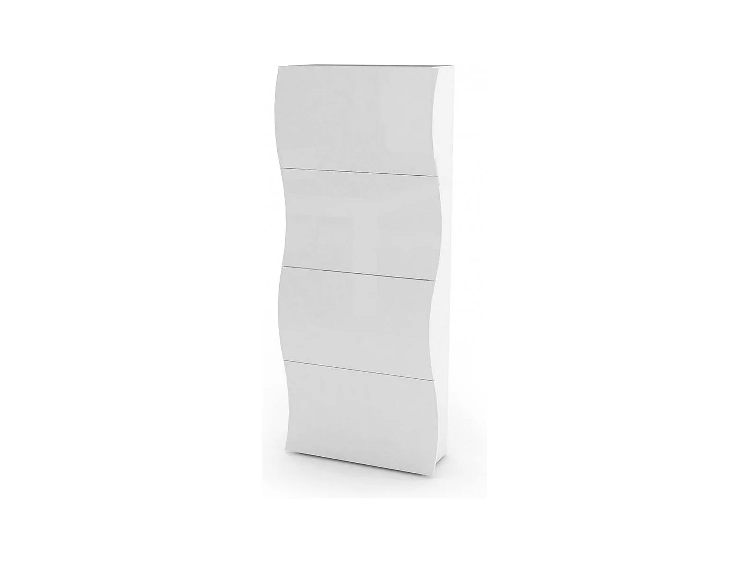 Étagère à chaussures Ddelig, Armoire polyvalente avec 4 portes, Étagère à chaussures d'entrée, 100% Made in Italy, 71x27h162 cm, Blanc brillant