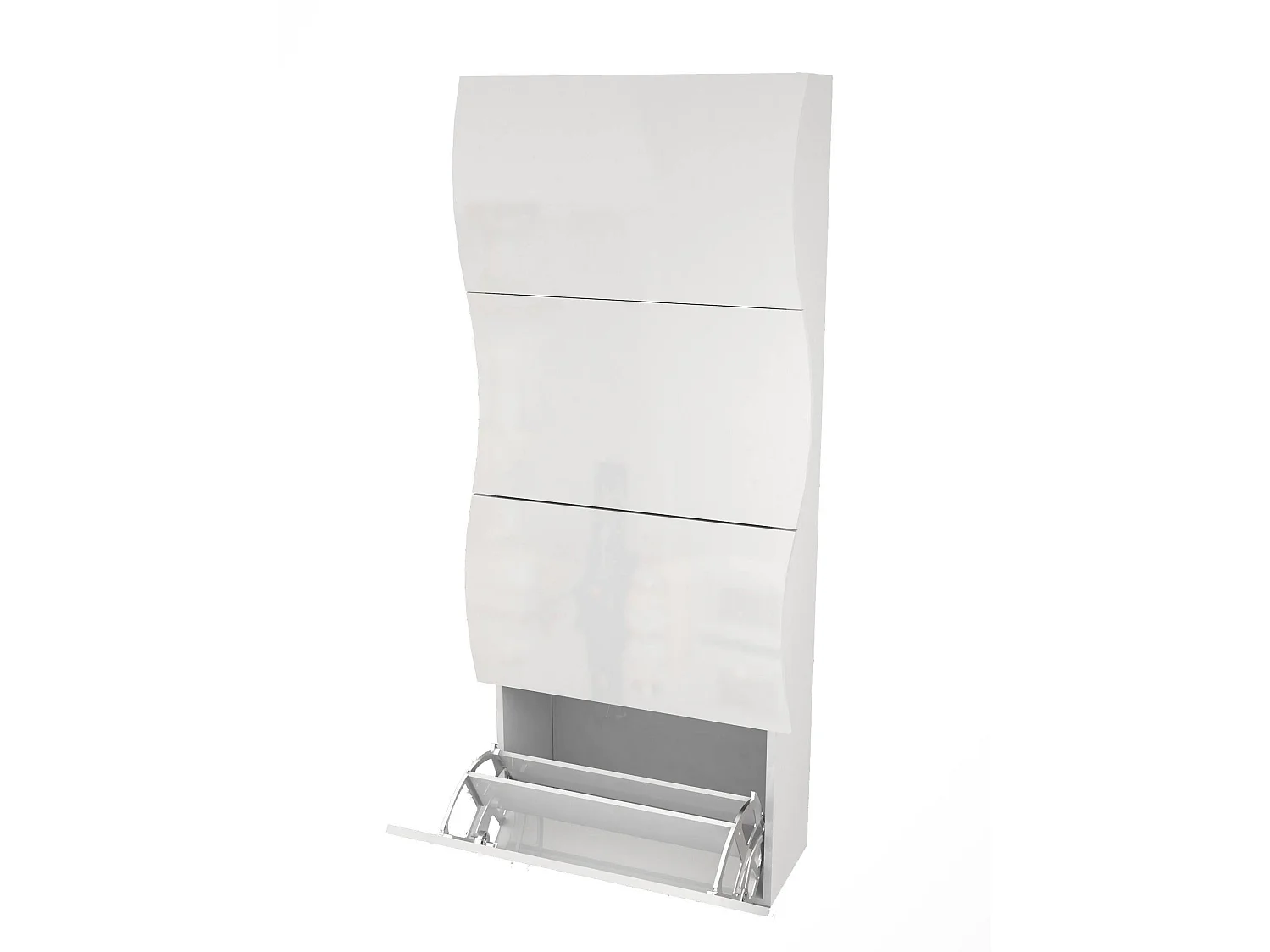 Étagère à chaussures Ddelig, Armoire polyvalente avec 4 portes, Étagère à chaussures d'entrée, 100% Made in Italy, 71x27h162 cm, Blanc brillant