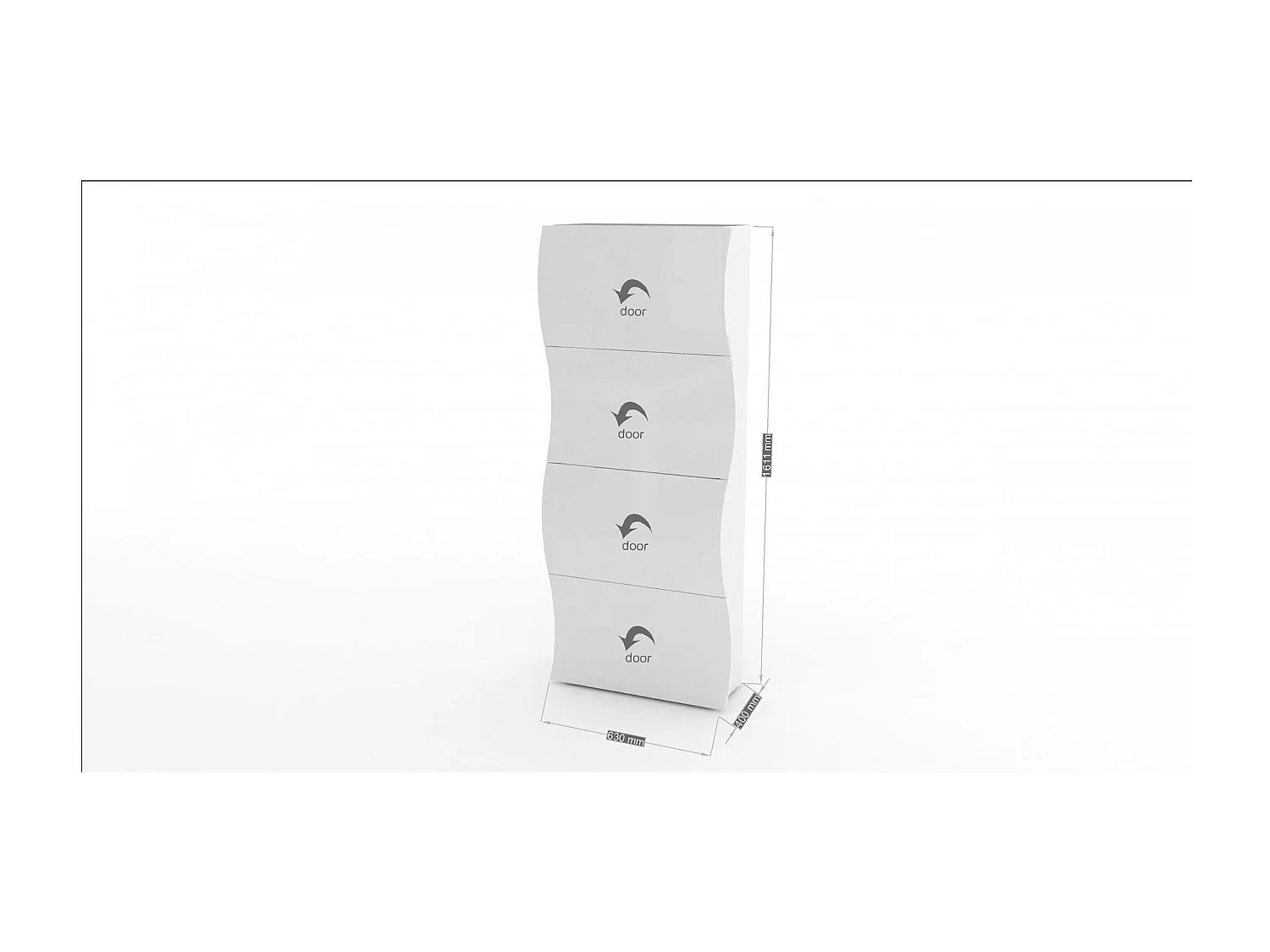 Étagère à chaussures Ddelig, Armoire polyvalente avec 4 portes, Étagère à chaussures d'entrée, 100% Made in Italy, 71x27h162 cm, Blanc brillant