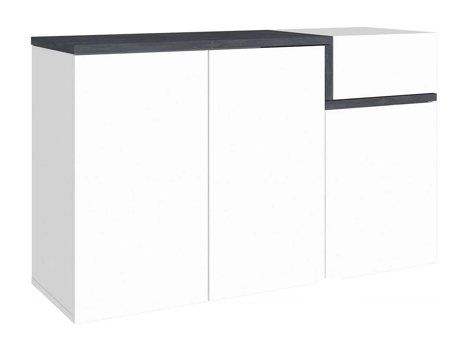 Schuhschrank Dmessia, Mehrzweckschrank 3 Türen und 1 Klapptür, Eingangsschuhregal, 100% Made in Italy, cm 120x40h80, glänzend weiÃŸ und Schiefer