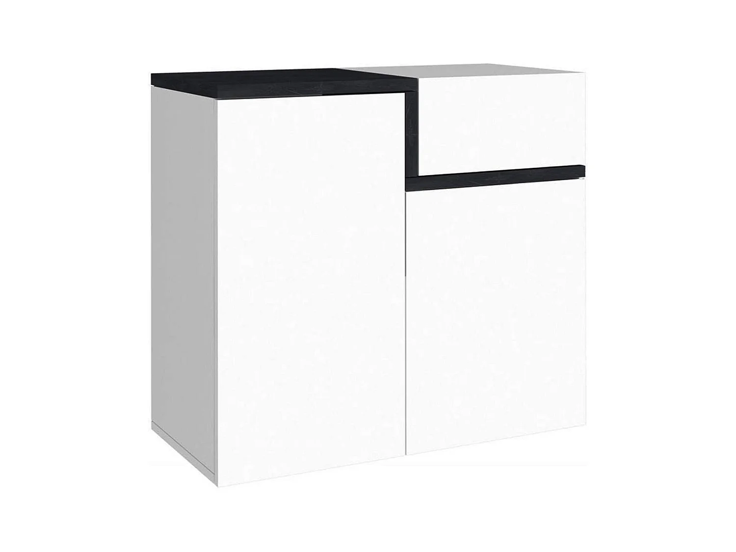 Dmaric schoenenrek, multifunctionele kast met 2 deuren en 1 klepdeur, schoenenrek voor entree, 100% Made in Italy, 80x40h80 cm, glanzend wit en leisteen