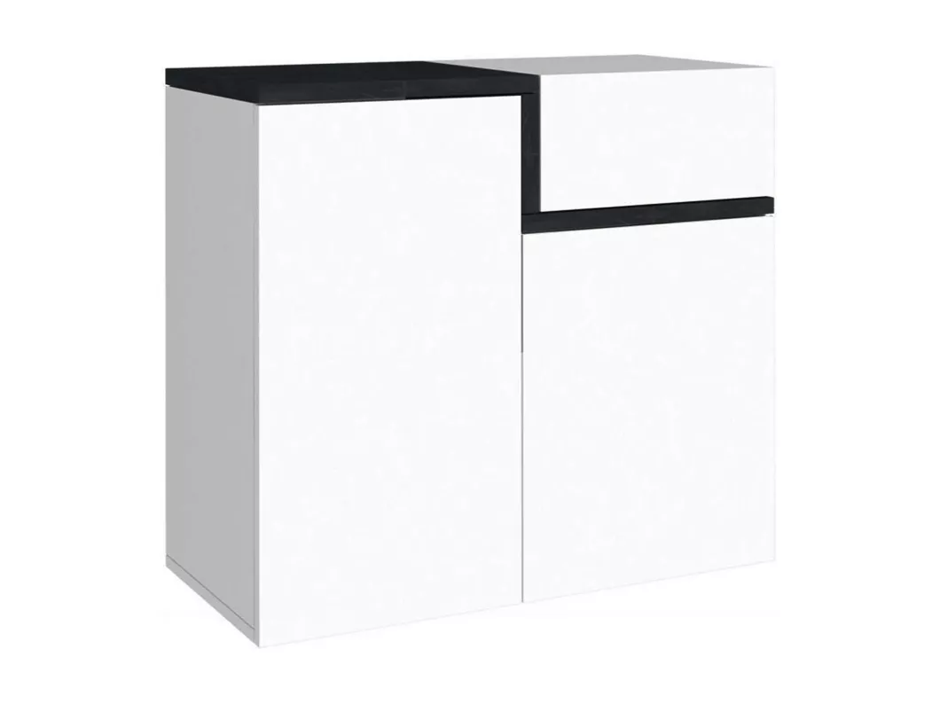 Kauf Unique Schuhschrank Dmaric, Mehrzweckschrank mit 2 Türen und 1 Klapptür, Eingangsschuhregal, 100% Made in Italy, 80x40h80 cm, Hochglanzweiß und Schiefer