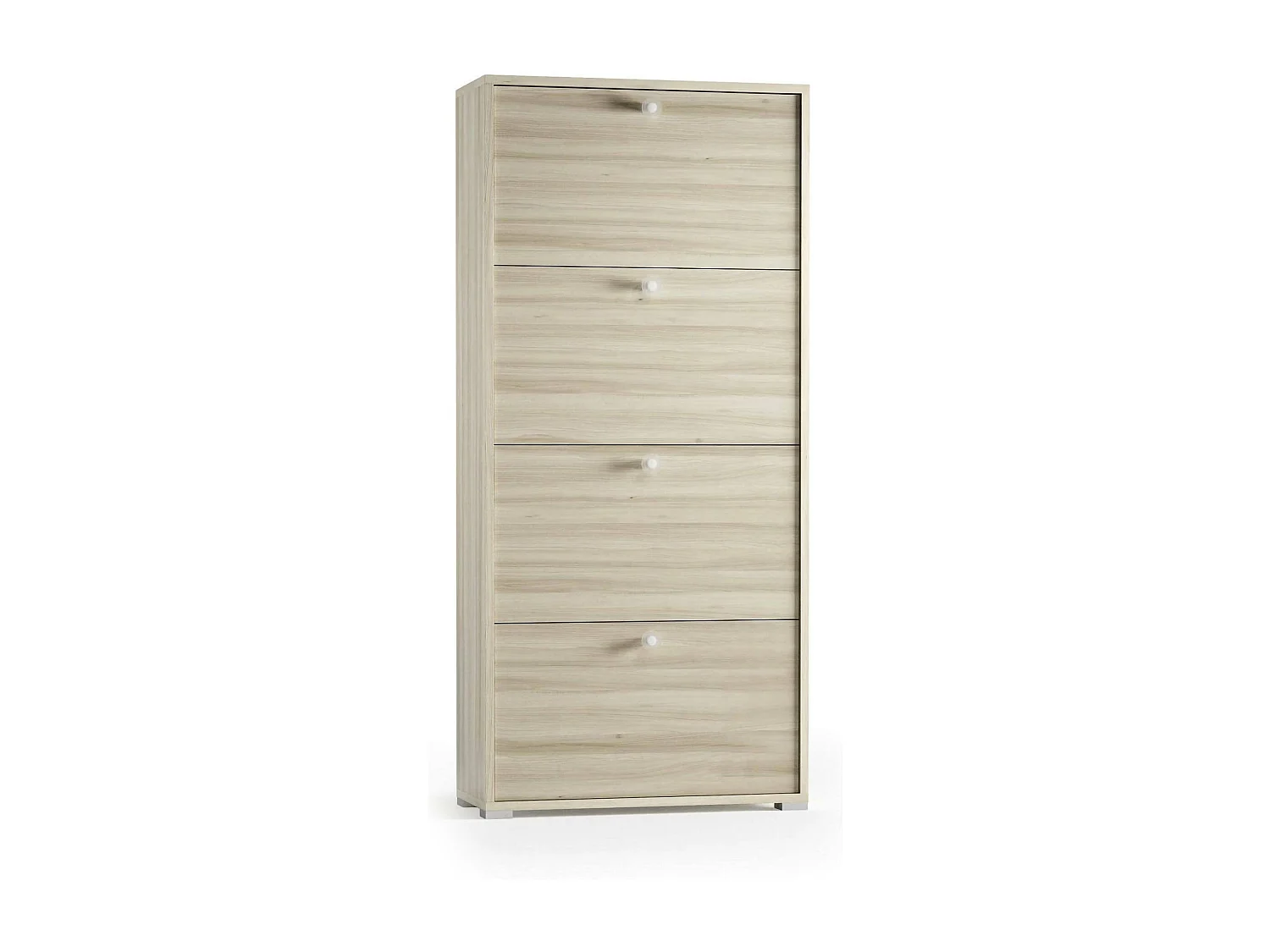 Zapatero Dmarcat, Mueble de entrada polivalente con 4 puertas abatibles, Zapatero de doble profundidad, 100% Made in Italy, 67x28h147 cm, Olmo