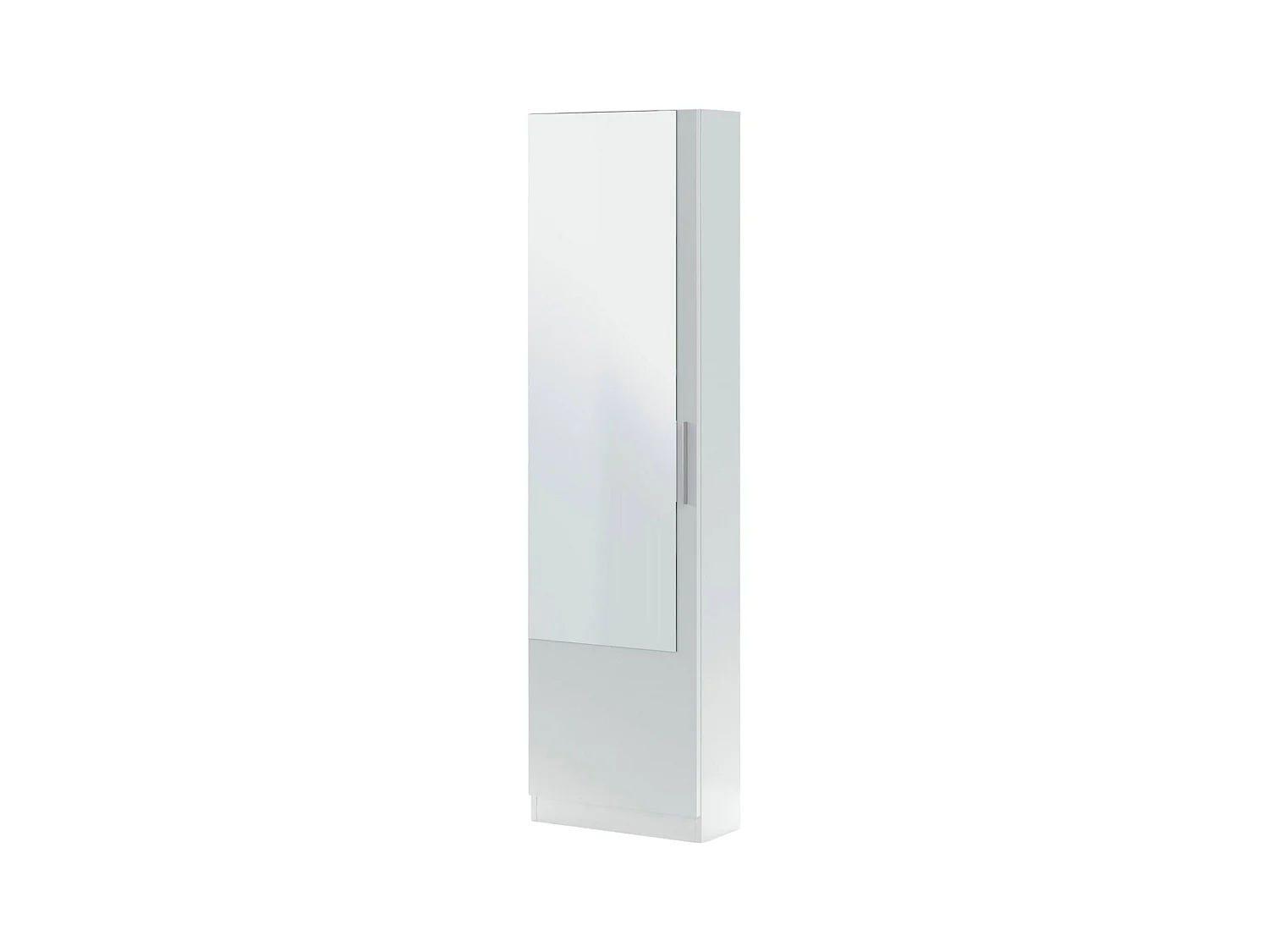 Dcozzol schoenenrek, Hoge schoenenkast met 1 deur, Moderne schoenenkast, Entreekast met spiegel, 50x22h180 cm, Wit