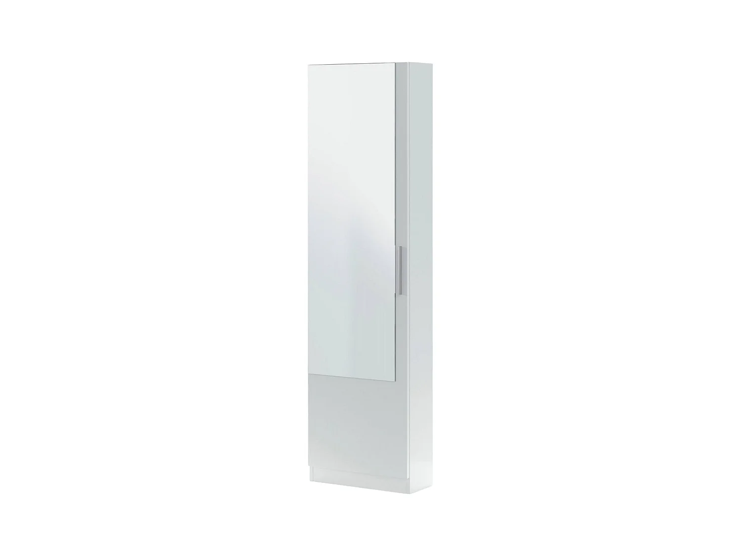 Étagère à chaussures Dcozzol, Armoire à chaussures haute avec 1 porte, Armoire à chaussures moderne, Armoire d'entrée avec miroir, 50x22h180 cm, Blanc