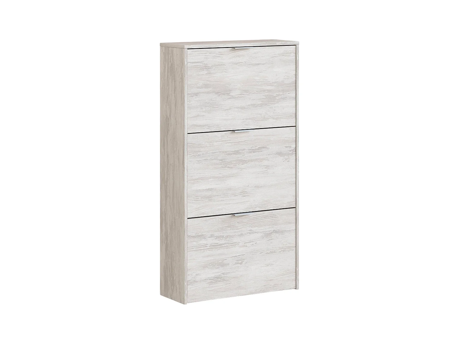 Scarpiera Asca, Armadio portascarpe a 3 ante a ribalta, Mobile doppia capienza per max 18 paia di scarpe, 60x22h113 cm, Bianco