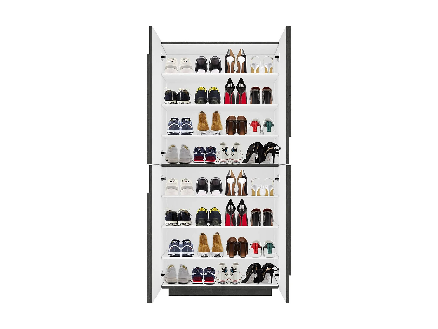 Dlerd schoenenrek, Multifunctionele kast met 4 draaideuren, Ingang schoenenrek, 100% Made in Italy, 81x38h167 cm, Leisteen