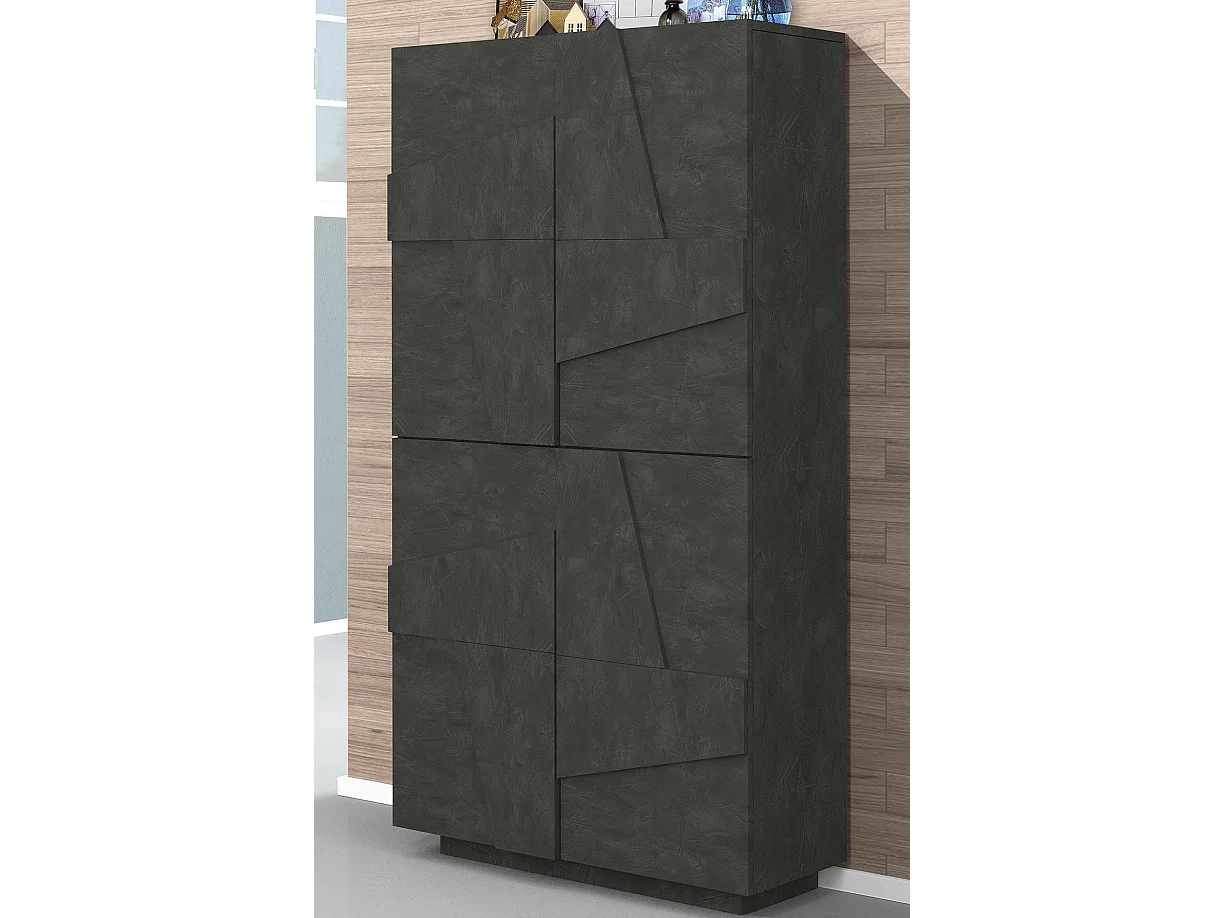 Étagère à chaussures Dlerd, Armoire polyvalente avec 4 portes battantes, Étagère à chaussures d'entrée, 100% Made in Italy, 81x38h167 cm, Ardoise