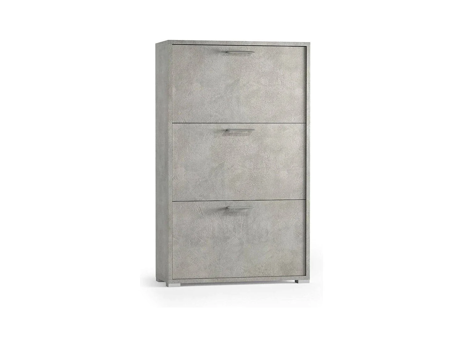 Étagère à chaussures Dlos, Meuble d'entrée polyvalent avec 3 portes pliantes, Meuble à chaussures double profondeur, 100% Made in Italy, 67x28h112 cm, Ciment