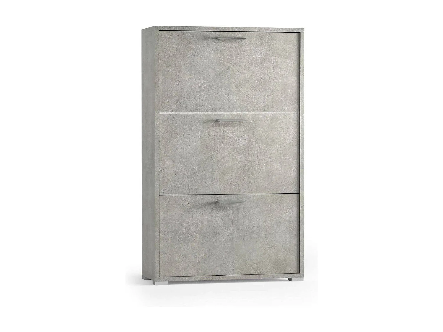 Dlos schoenenrek, Multifunctioneel entreemeubilair met 3 vouwdeuren, Schoenenkast met dubbele diepte, 100% Made in Italy, 67x28h112 cm, Cement