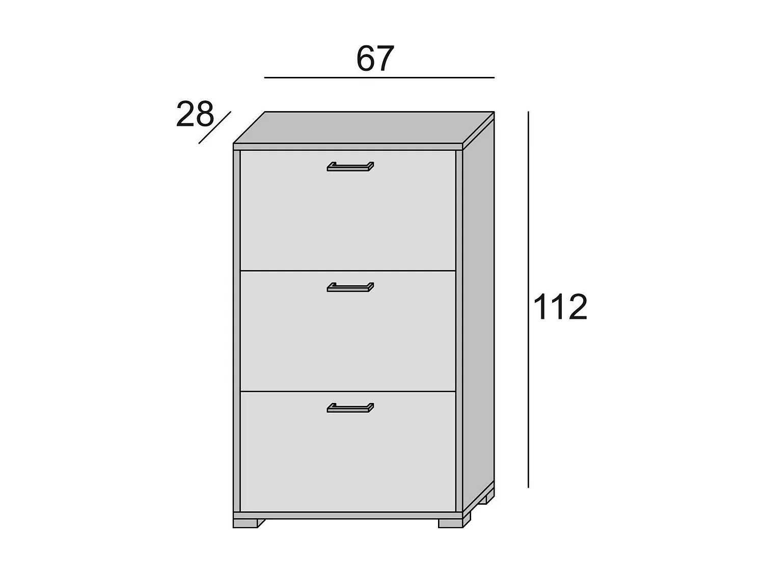 Dlos schoenenrek, Multifunctioneel entreemeubilair met 3 vouwdeuren, Schoenenkast met dubbele diepte, 100% Made in Italy, 67x28h112 cm, Cement
