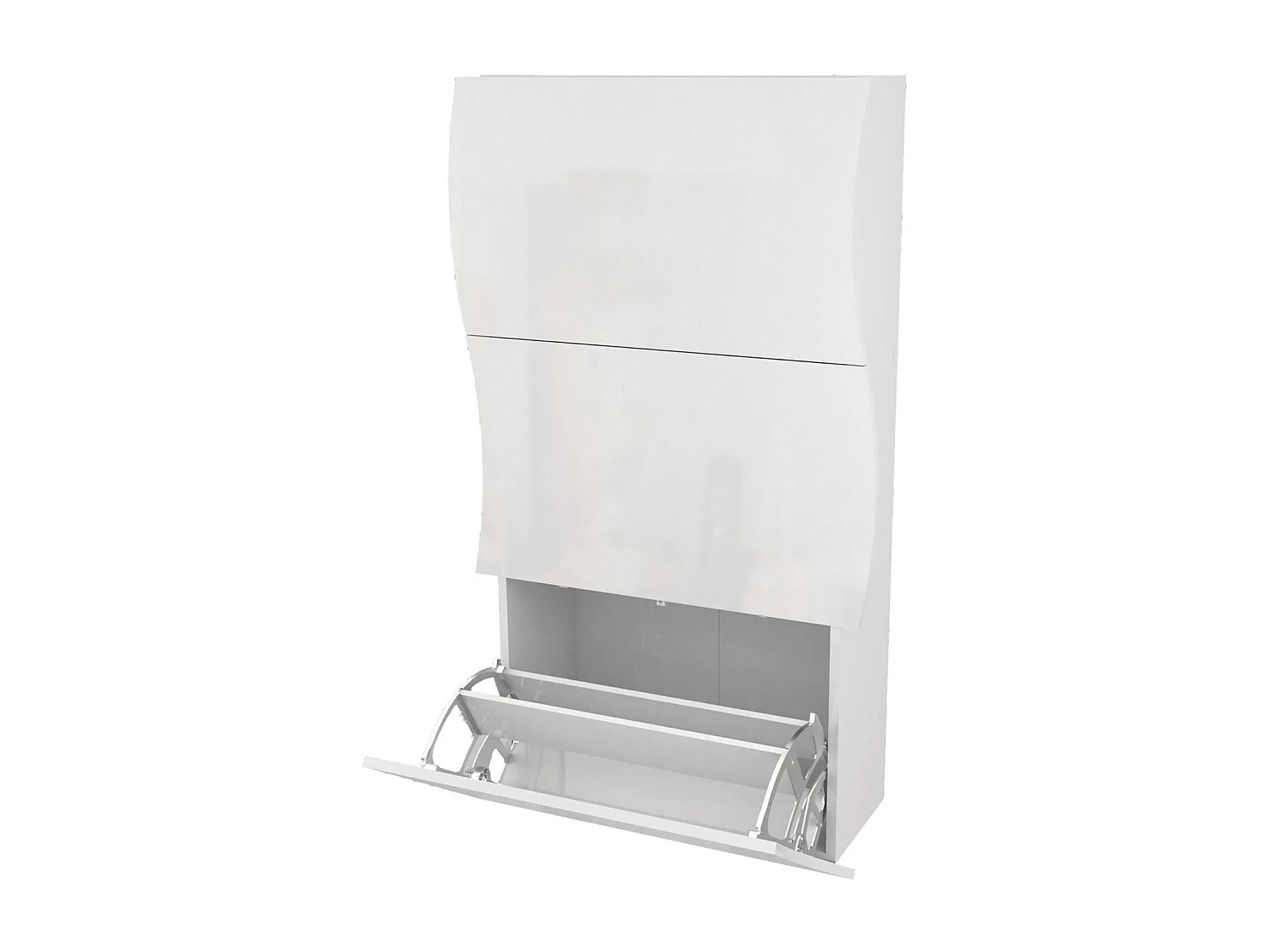 Dmora - Scarpiera Borea, cm 71x27h122, Bianco lucido