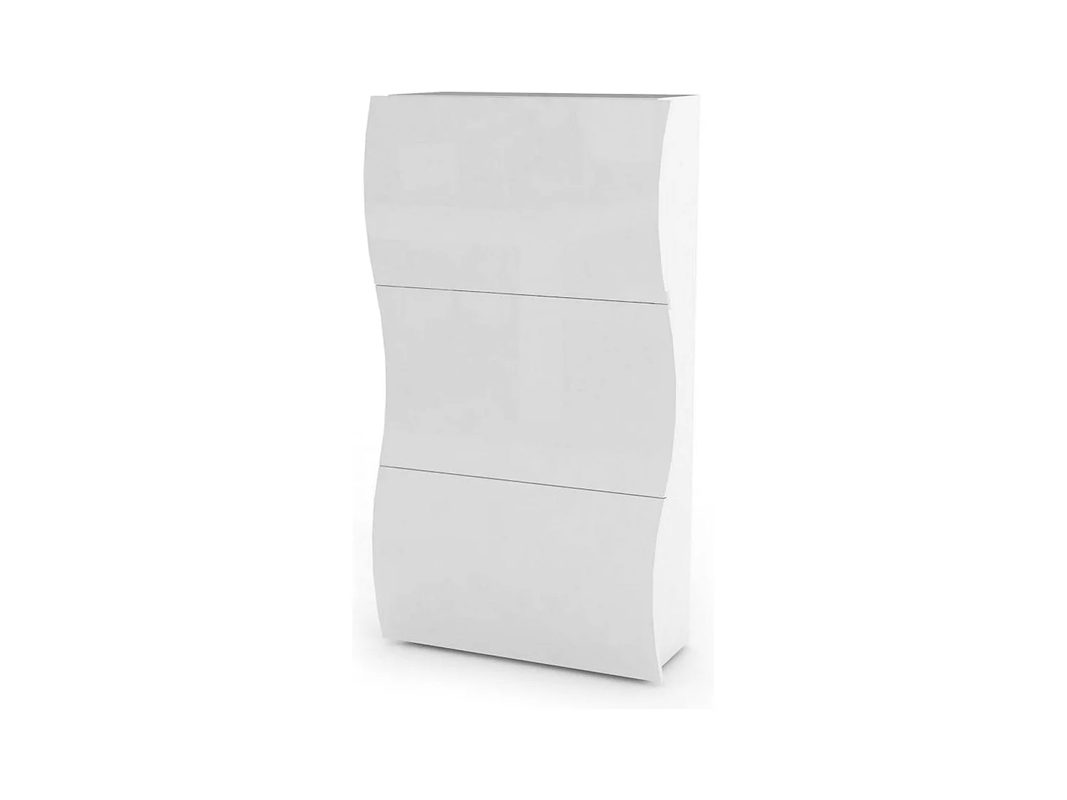 Dgan schoenenrek, Multifunctionele kast met 3 deuren, Ingang schoenenrek, 100% Made in Italy, 71x27h122 cm, Glanzend wit