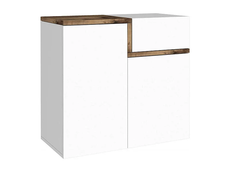 Sapateira Dmaric, armário multiuso com 2 portas e 1 porta basculante, sapateira de entrada, 100% Fabricado na Itália, 80x40h80 cm, branco brilhante e bordo