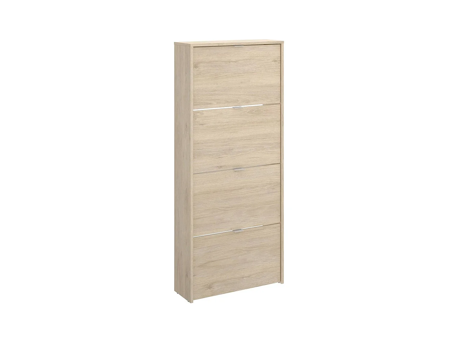 Dmurie schoenenrek, Ruimtebesparend entree schoenenrek, Schoenenkast met 4 vouwdeuren, 61x25h149 cm, Eiken