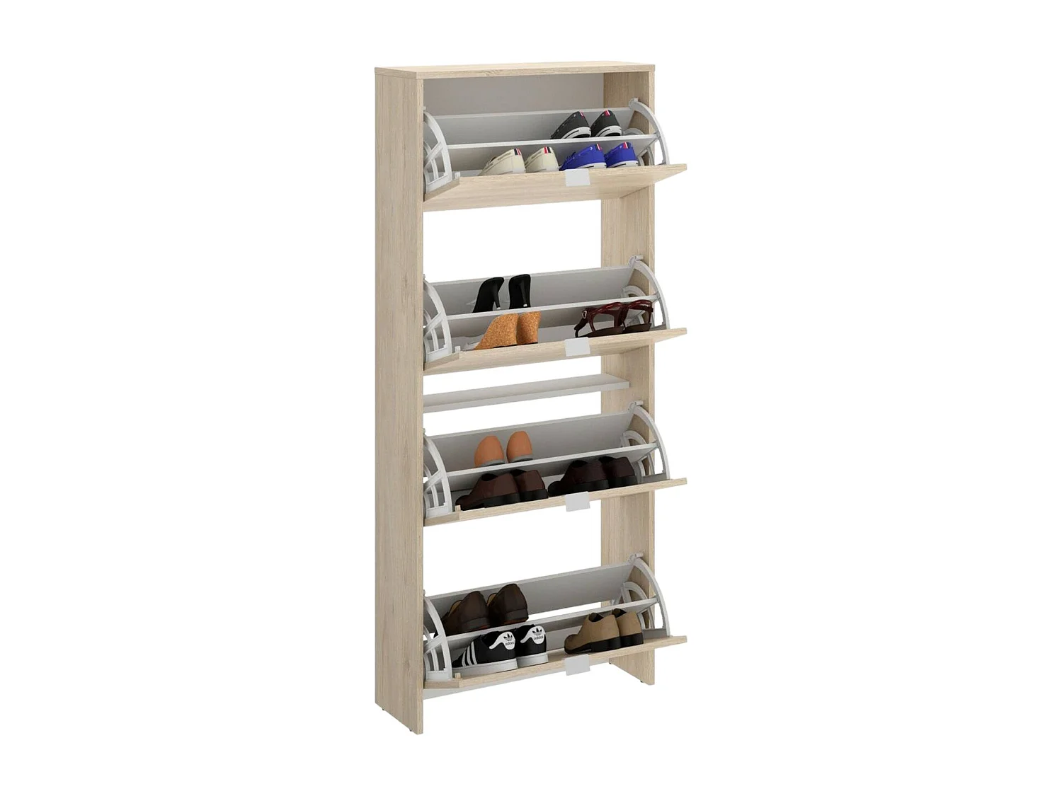 Relaxdays Scarpiera Salvaspazio 9 Ripiani | 45 Paia Di Scarpe | 161x88x30 Cm | Beige | Con Cerniera