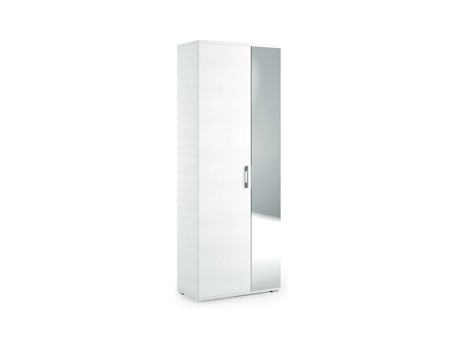 Dminiat schoenenrek, multifunctioneel entreemeubel met spiegeldeur, moderne schoenenkast met 6 planken, 100% Made in Italy, 72x37h195 cm, Wit
