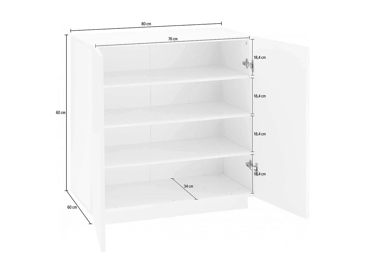 Étagère à chaussures Dfogl, Armoire polyvalente avec 2 portes, Étagère à chaussures d'entrée, 100% Made in Italy, 80x38h86 cm, Ardoise