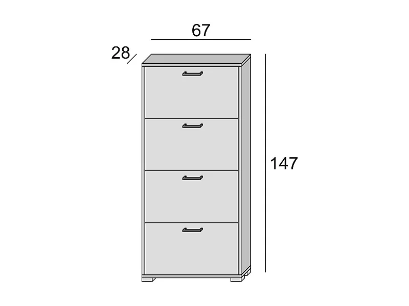 Étagère à chaussures rose, Meuble d'entrée polyvalent avec 4 portes pliantes, Meuble à chaussures double profondeur, 100% Made in Italy, 67x28h147 cm, Ciment
