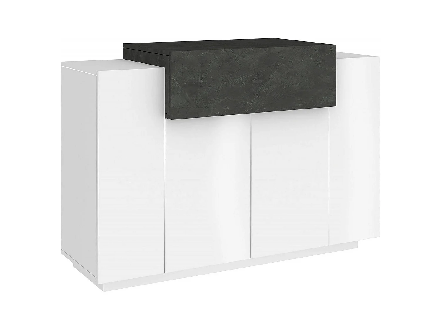 Dlucc schoenenrek, multifunctionele kast met 2 deuren en 1 vouwdeur, schoenenrek voor entree, 100% Made in Italy, 120x45h86 cm, glanzend wit en leisteen