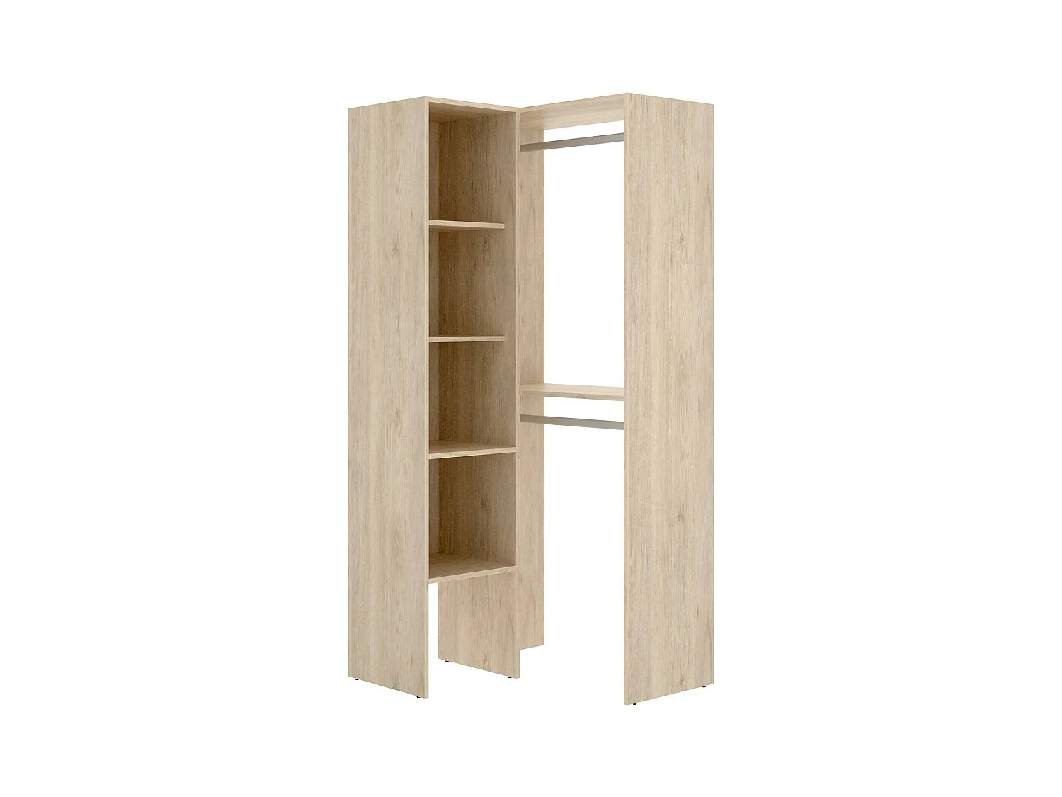 Armoire Dalmic, Structure pour dressing d'angle, Cintre d'angle ouvert, 79x88h186 cm, Chêne