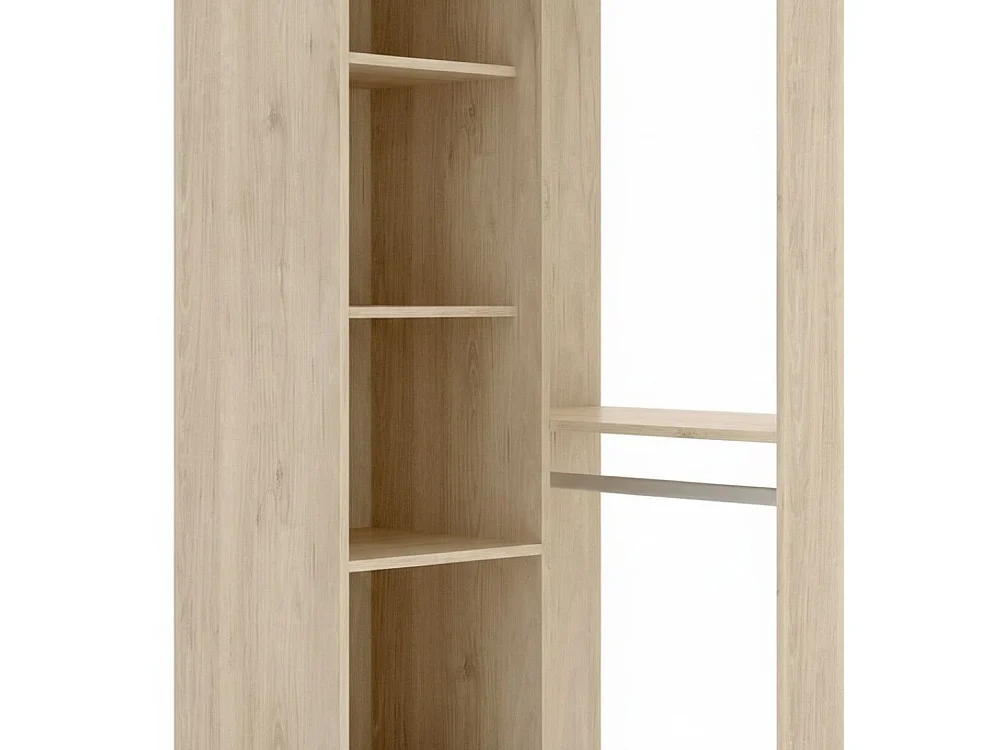Armoire Dalmic, Structure pour dressing d'angle, Cintre d'angle ouvert, 79x88h186 cm, Chêne