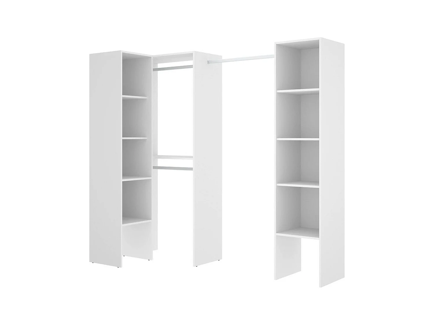 Armoire Dluvumb, Structure pour dressing d'angle, Cintre d'angle ouvert, 226x79h186 cm, Blanc