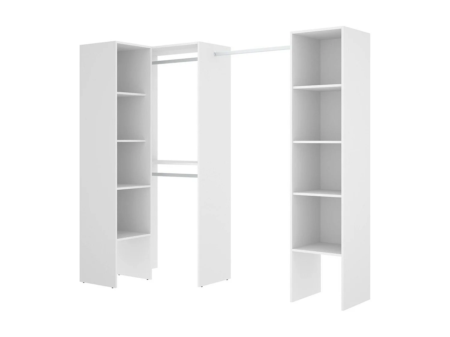 Armoire Dluvumb, Structure pour dressing d'angle, Cintre d'angle ouvert, 226x79h186 cm, Blanc