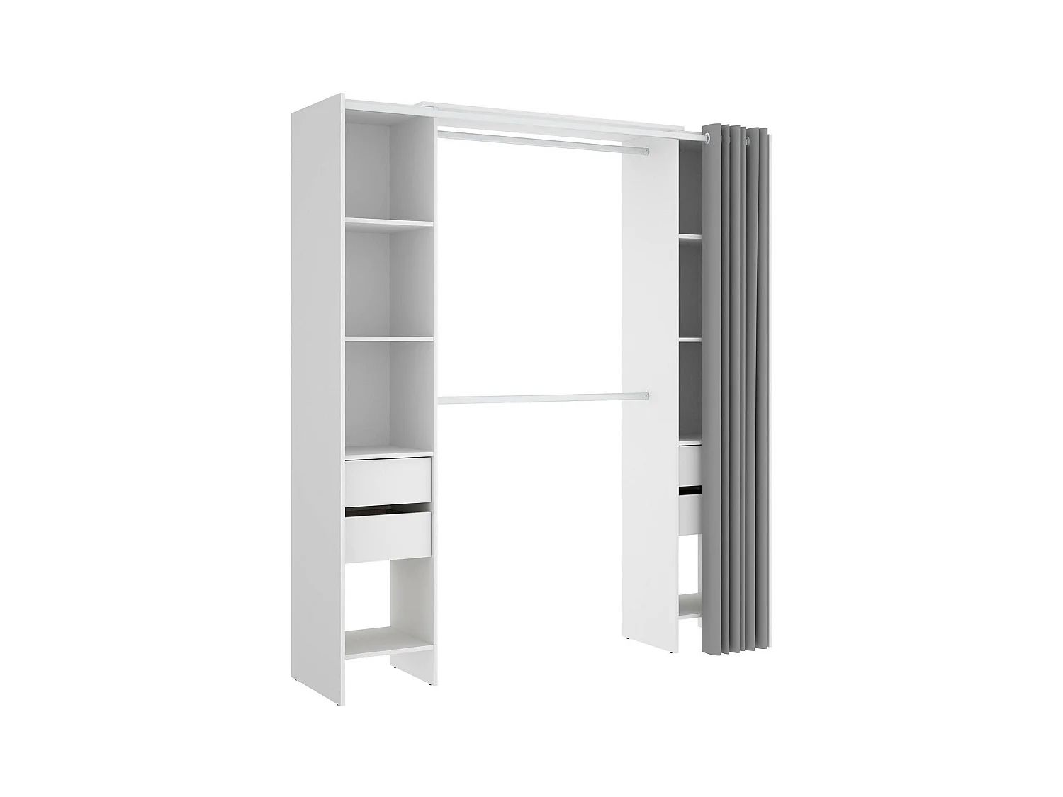 Armoire Dmanari, Structure pour dressing, Cintre ouvert, 180x50h205 cm, Blanc et Gris
