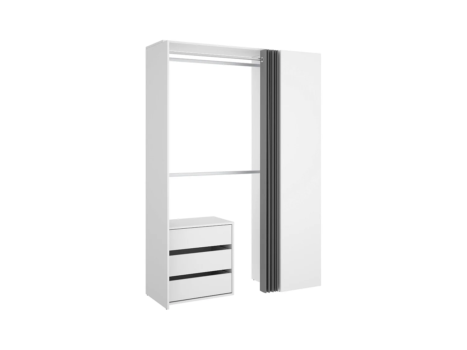 Armoire Dmatin, Structure pour dressing, Cintre ouvert, 141x52h205 cm, Blanc et Anthracite