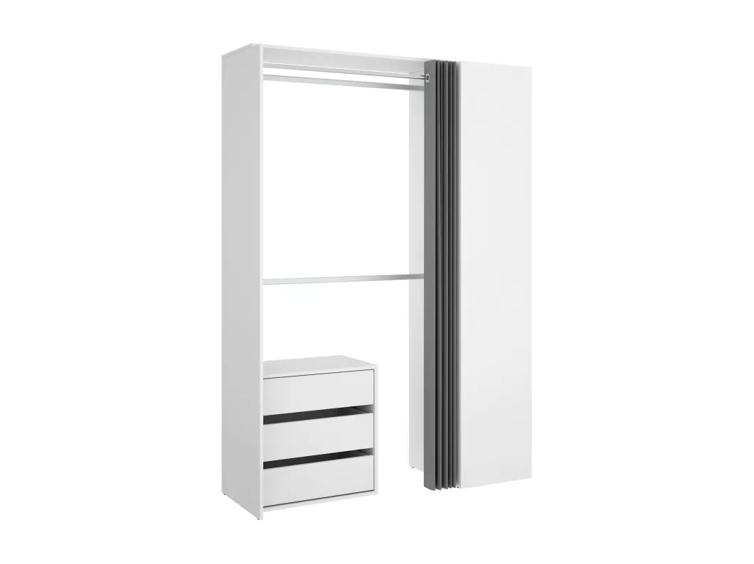 Kauf Unique Kleiderschrank Schlern, Struktur für begehbaren Kleiderschrank, Offene Garderobe, 141x52h205 cm, Weiß und Anthrazit