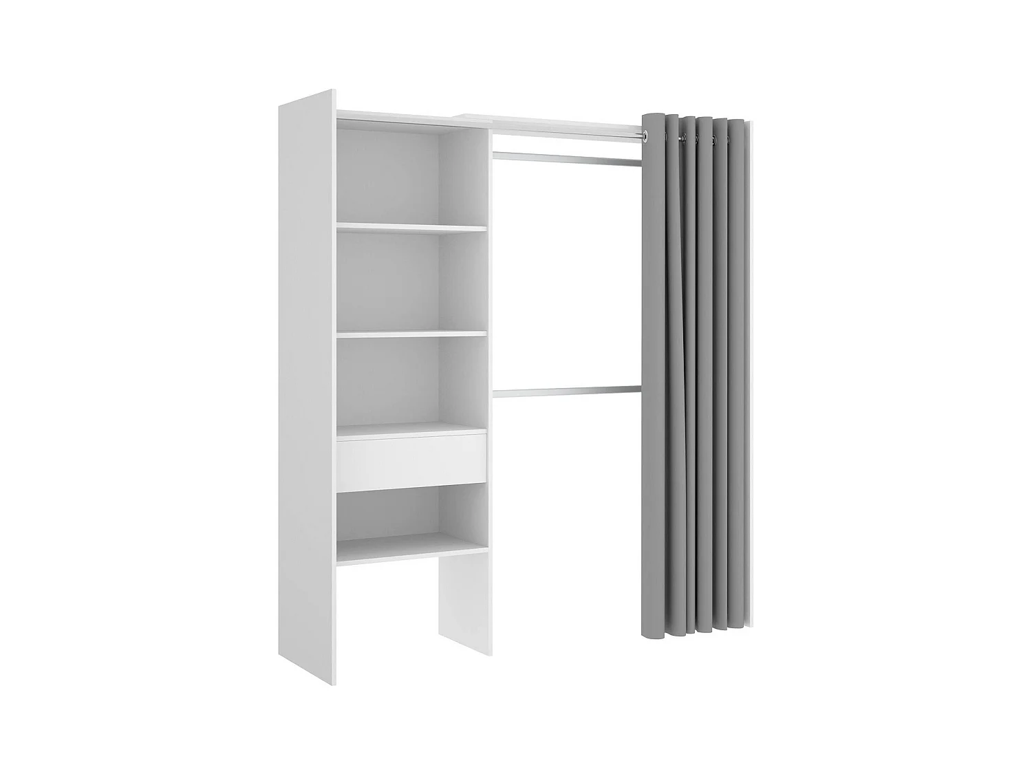 Armoire Dober, Structure pour dressing, Cintre ouvert, 160x50h205 cm, Blanc et Gris