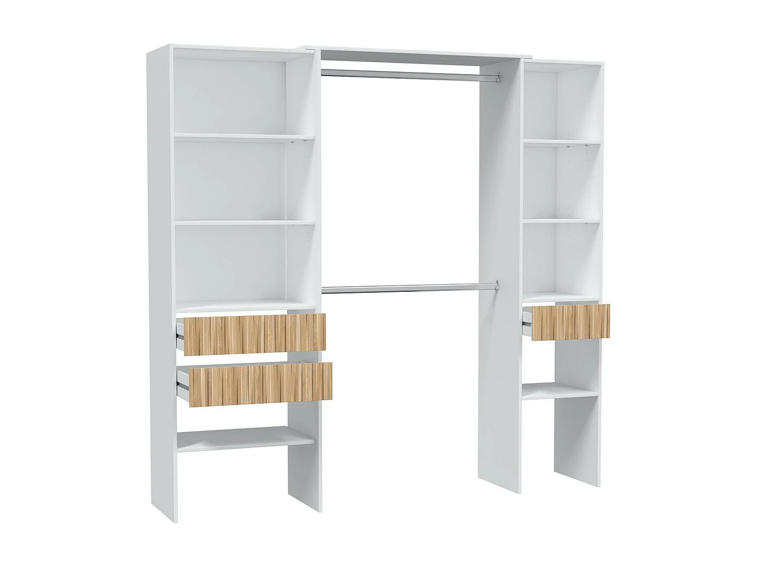 Guardaroba Grande Ary, 8 Ripiani, 40x187h cm Bianco, Armadio Camera da Letto