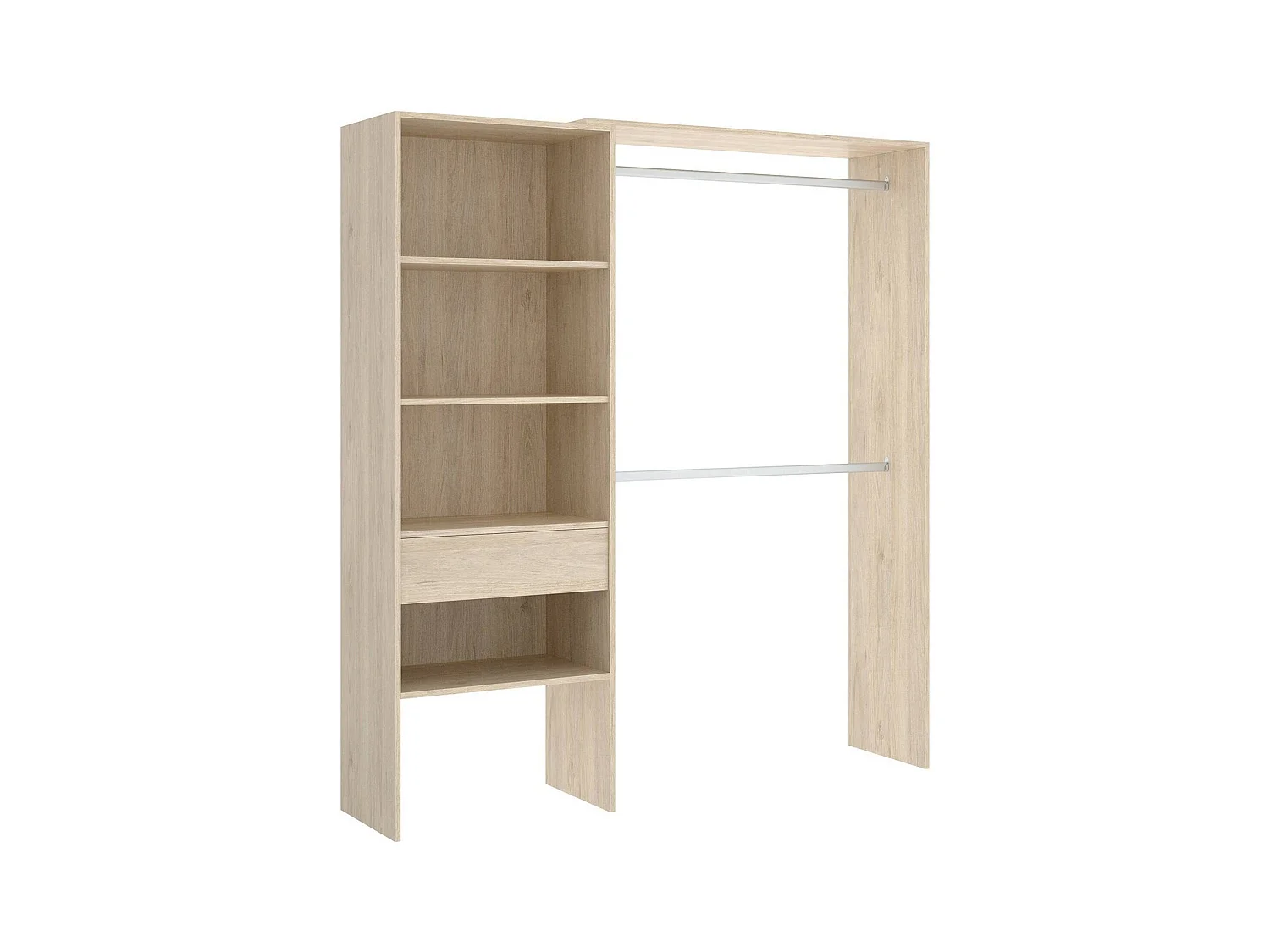 Armoire Dgarut, Structure pour dressing, Cintre ouvert, 160x40h187 cm, Chêne