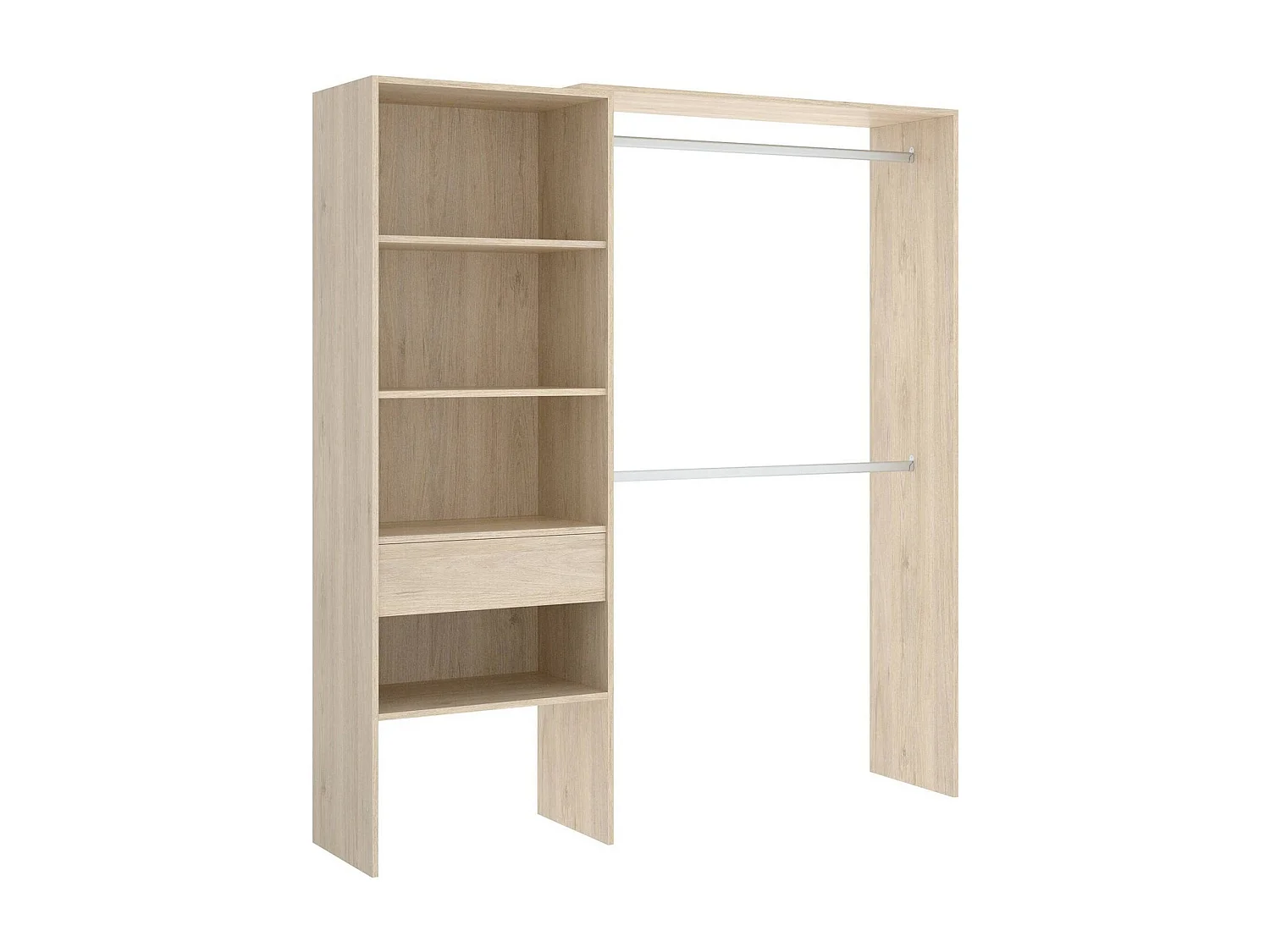 Armoire Dgarut, Structure pour dressing, Cintre ouvert, 160x40h187 cm, Chêne