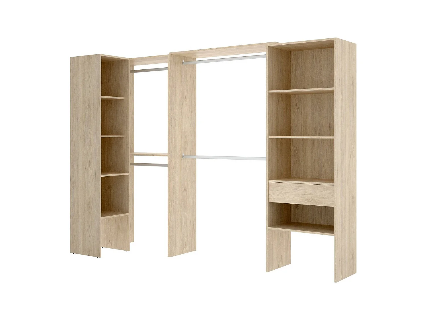 Armoire Dacasuz, Structure pour dressing d'angle, Cintre d'angle ouvert, 248x79h187 cm, Chêne
